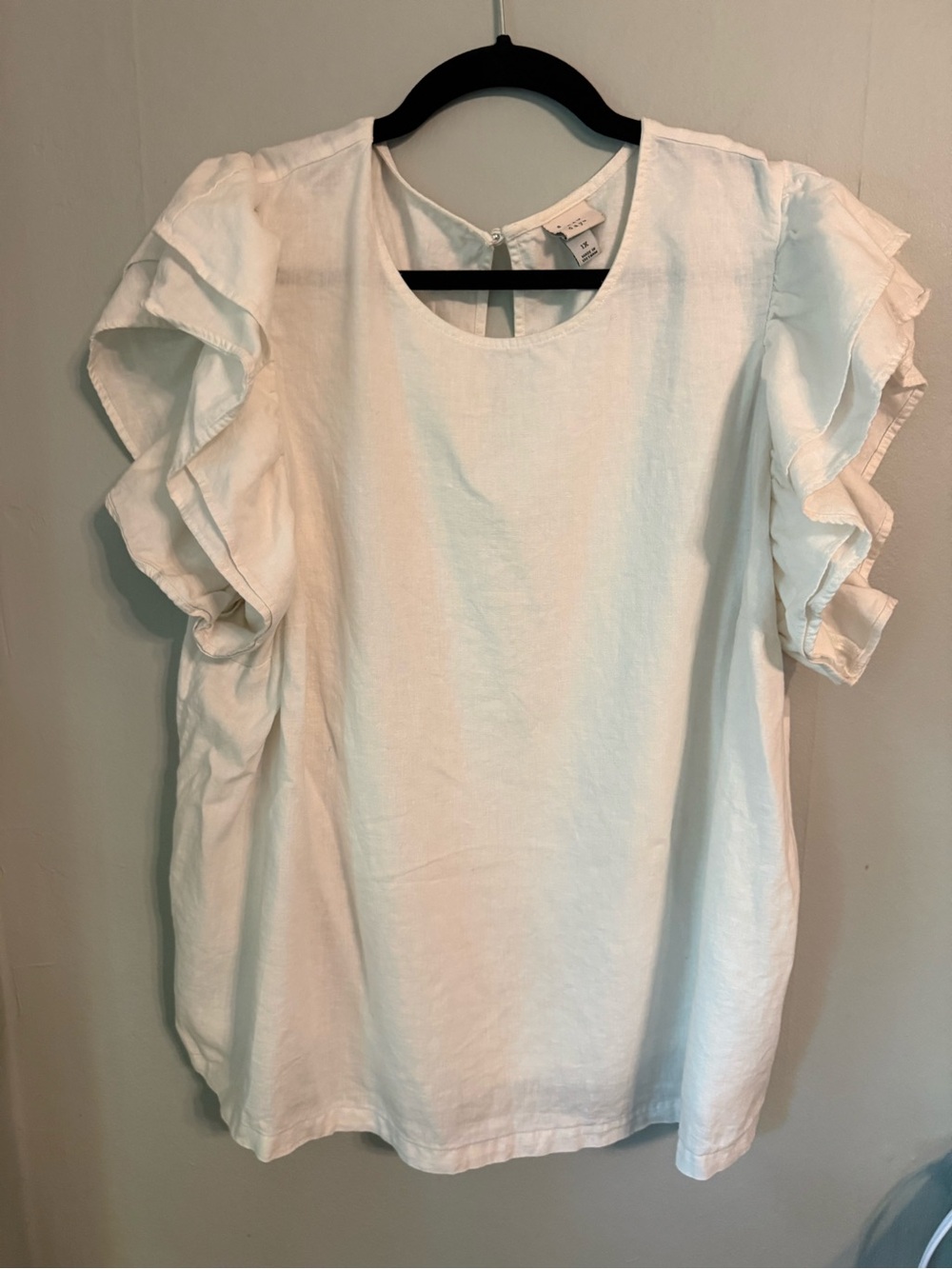 a new day White Ruffle Sleeve Blouse | Size 1X